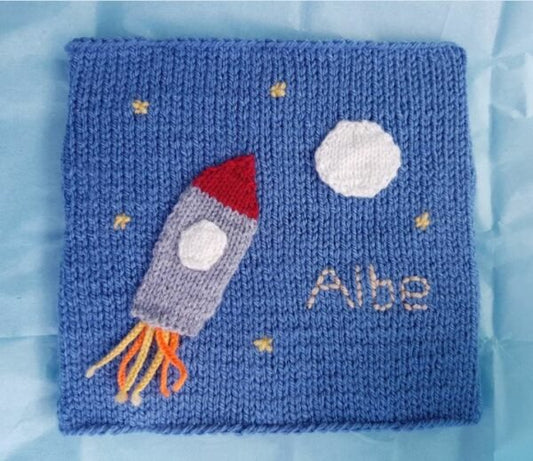 Space Scene Knitted Picture - Fitting in Knitting