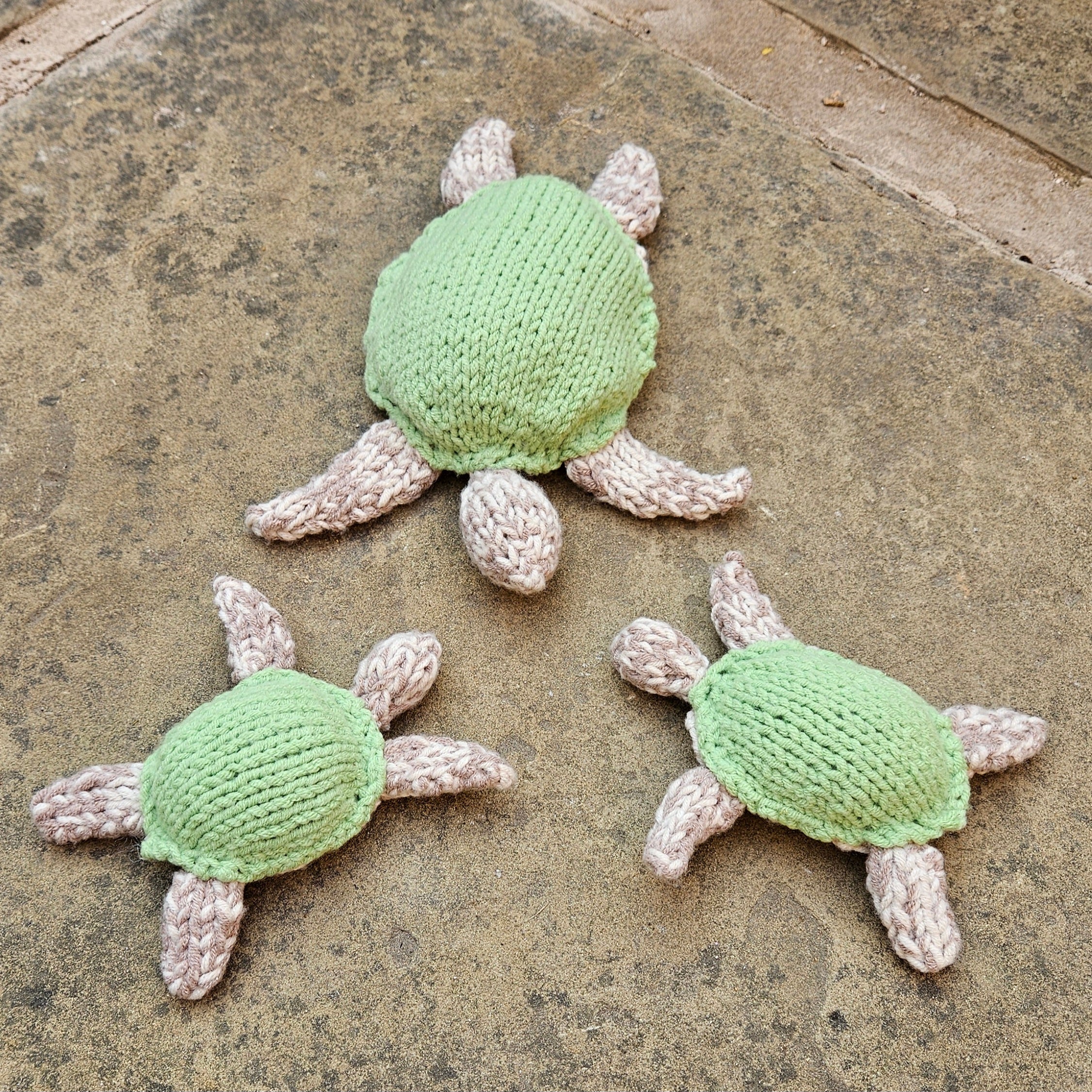 Big Knitted turtle with knitted turtle babies fitting in knitting patterns.jpg__PID:b6639e2d-d928-4350-8fbe-1d53f9d6bdb5