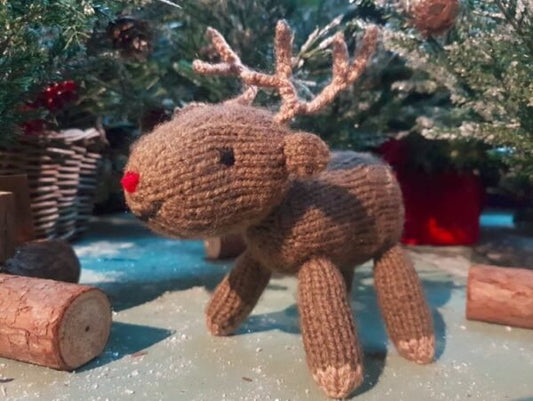 Standing Reindeer Knitting Pattern PDF Download - Fitting in Knitting