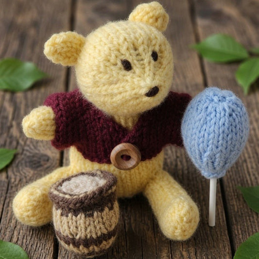 Classic Winnie the Pooh Knitting Pattern PDF Download - Fitting in Knitting