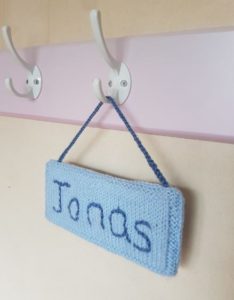 Handmade Knitted Name Plaque Jonas Fitting in Knitting Children Quick Craft Ideas