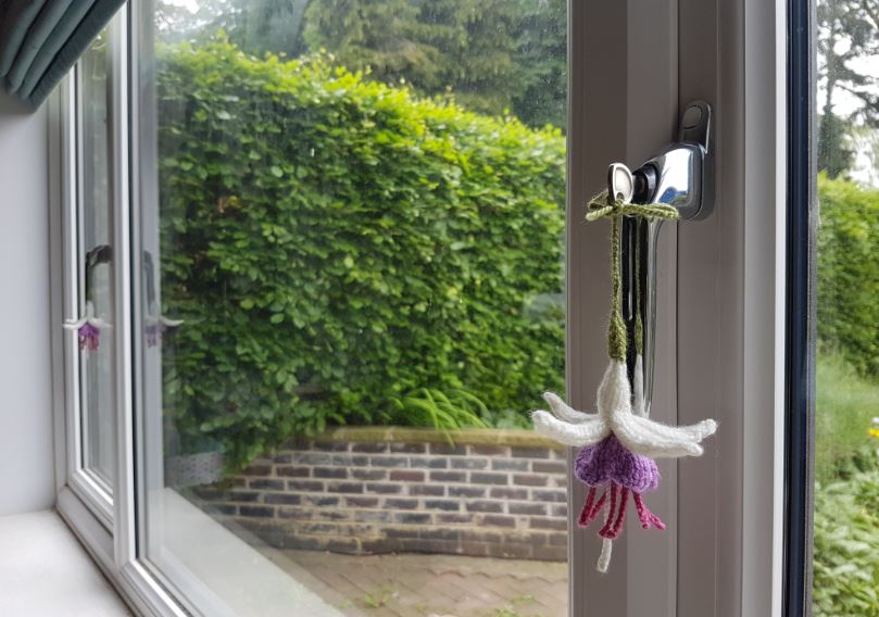 Handmade Knitted Fuchsias in Window Fitting in Knitting Children Quick Craft Ideas