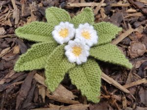 Handmade Knitted Primrose Plant Completed Fitting in Knitting Children Quick Craft Ideas