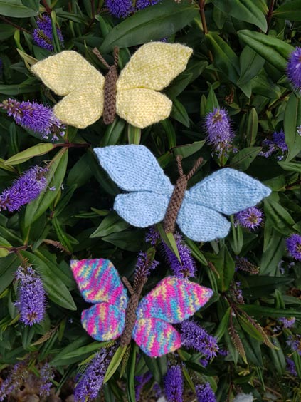 Handmade Knitted Butterflies in Hebe Fitting-in-Knitting