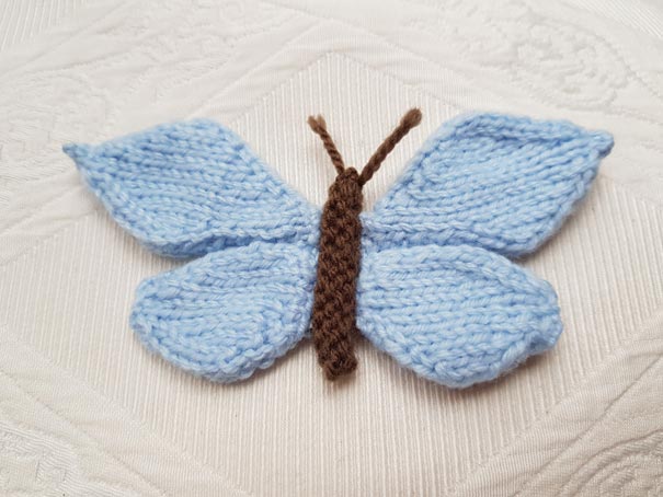 Handmade Knitted Butterfly Finished Blue Fitting-in-Knitting