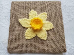 Handmade Knitted Daffodil Hessian Fitting-in-Knitting